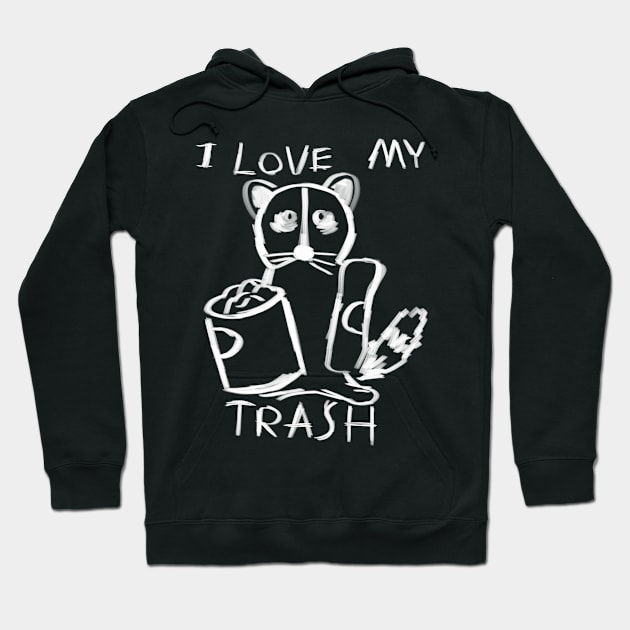 Raccoon Loves Trash Hand Drawn Hoodie by JunkArtPal